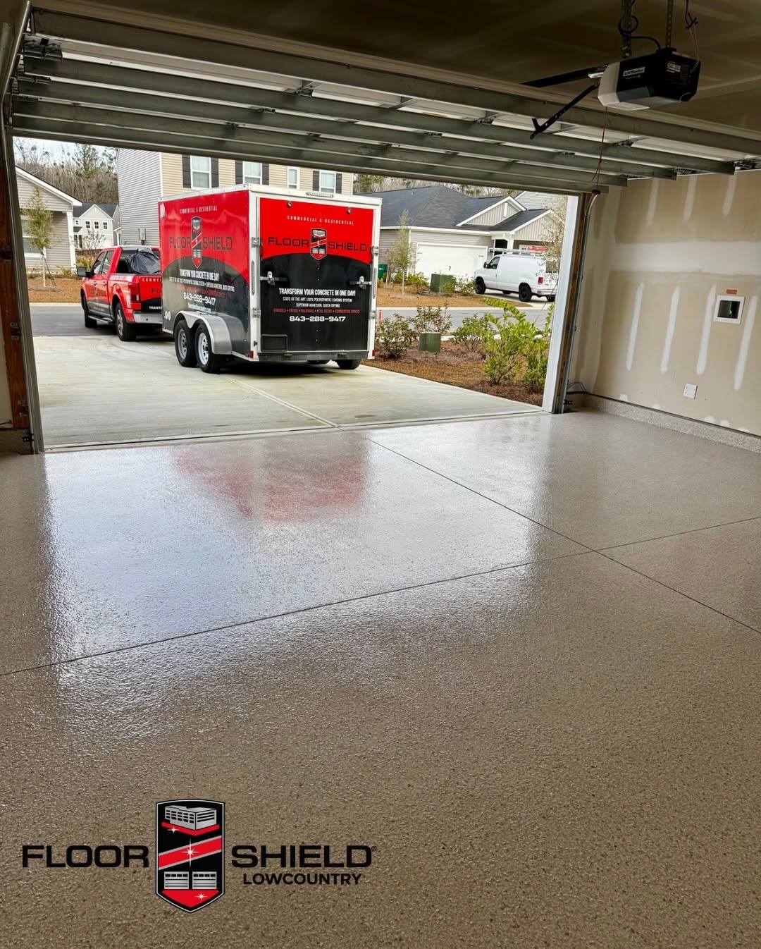 Glossy flake garage floor coating