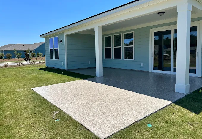 Coated back patio on a new Lowcountry home