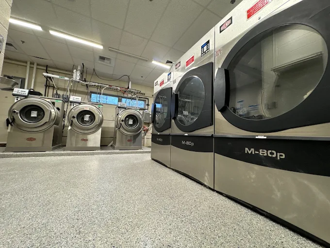 Laundromat with a commercial flake floor coating